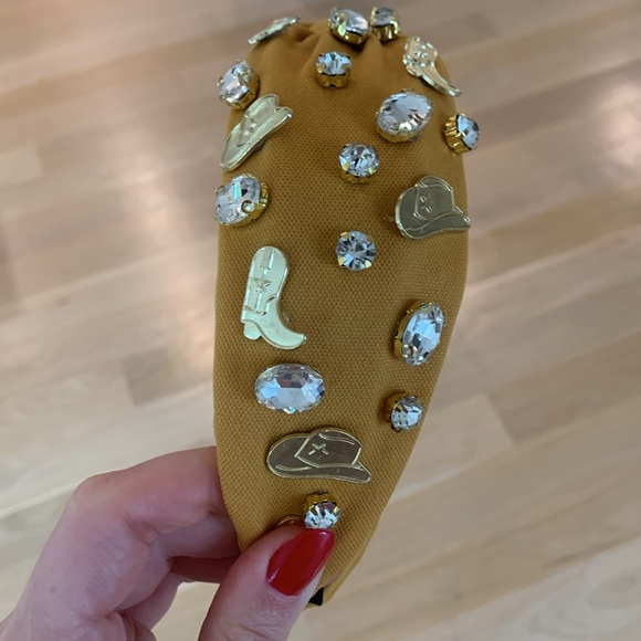 Mustard yellow cow boy hat cowgirl boots rhinestone studded headband - Picture 4 of 4